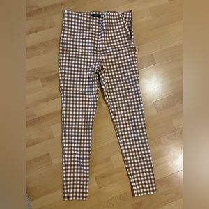 Burnt orange and white gingham pants